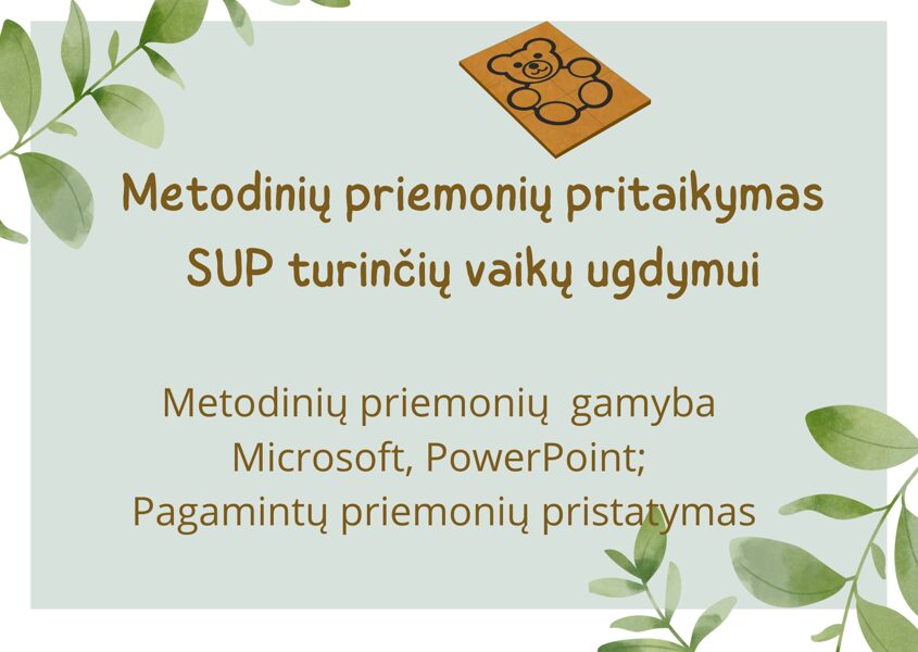 Metodinių priemonių pritaikymas specialiųjų  ugdymosi poreikių vaikų ugdymui 