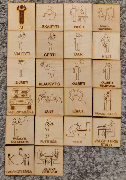 "Aš noriu" kortelių rinkinys veiksmui. 22 arba 28 dalių